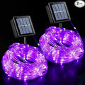 QITONG 2 Pack Purple Solar Rope Lights Each 33ft 100 LED String Lights 8 Modes Fairy Lights in Clear Thin Tube Outdoor