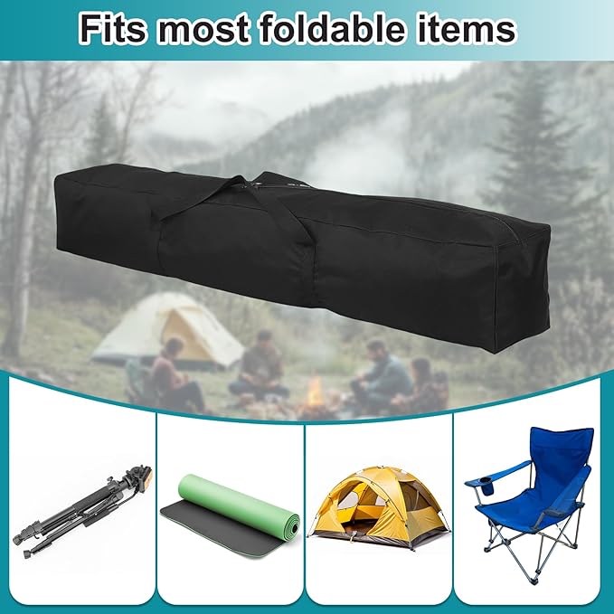 HARFINGTON 2pcs Camping Chair Replacement Bag 55.1 x 7.9 Folding Chair Carry Bag Oxford Cloth Storage Tent Bag with Handle Strap for Travel Outdoor Camping Sports Black