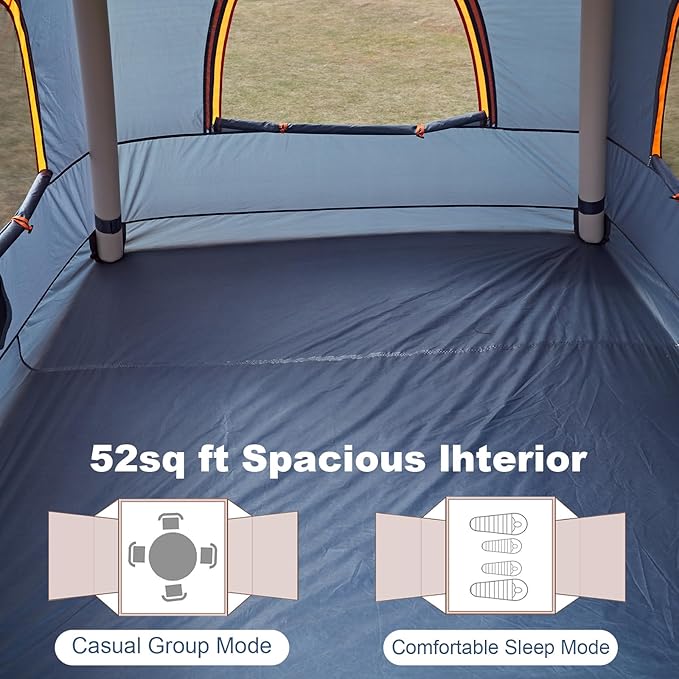 Inflatable Tents for Camping2/4 Person Easy Setup Blow Up Tents for 4 Seasons Waterproof InflatableTent for Camping Air Glamping Tents for Camping Adult