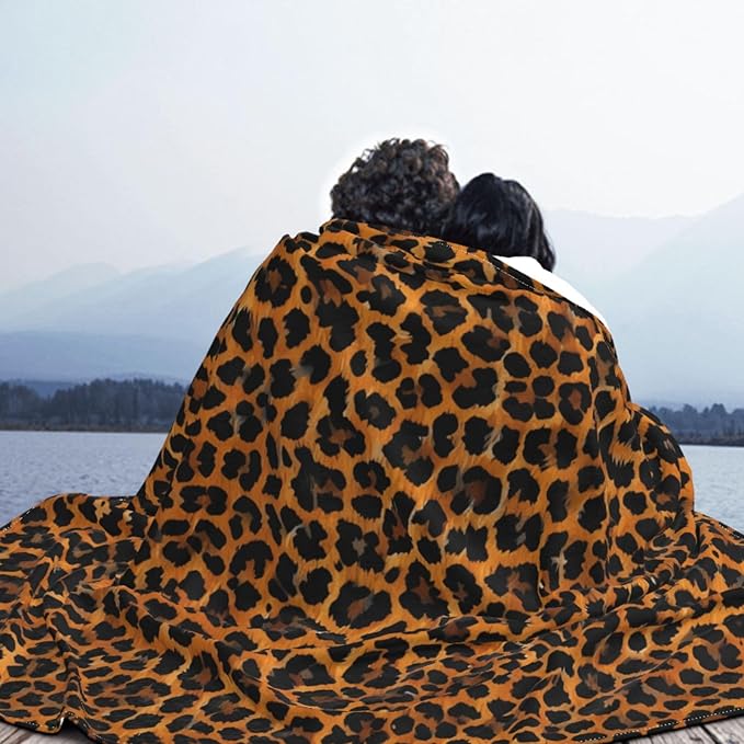 Leopard Pattern Background 50x40 Printed Soft Fleece Blanket for Sofa Bed and Camping - Cozy Blanket for Travel Picnics Nighttime Use