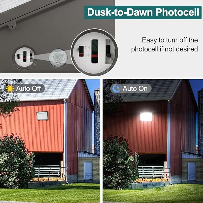 kadision 150W LED Wall Pack 120W 100W Adjustable 19500lm 5000K 120-277V Dusk-to-Dawn Outdoor Lighting Exterior Light for House Parking Lot Warehouse Entrance ETL Listed 1-Pack