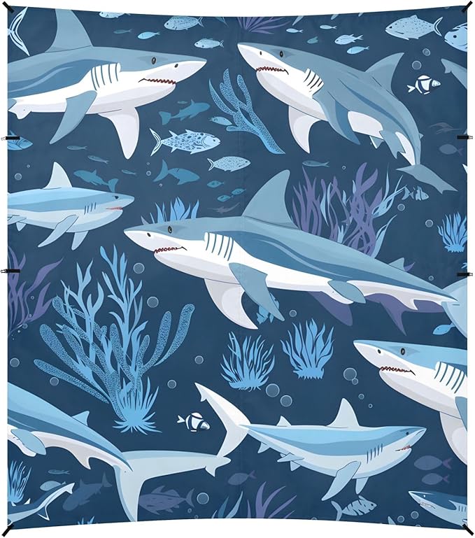 Sharks Camping Sun Shelter Beach Tent Portable Beach Sun Shade Outdoor Canopy for Camping Trips Fishing Picnic