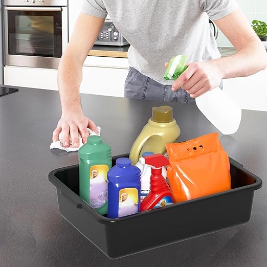 Black Small Plastic Bus Tubs 8 L Food Service Bus Tub Box 5 Packs