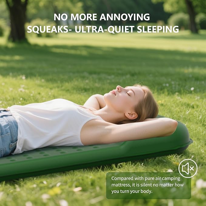 HiiPeak Memory Sleeping Pad Compact Thick Foam Sleeping Mats with Pillow 9.5 R-Value Insulated Camping Mattress Pad Easy Inflate &amp Deflate Inflatable Sleep Mat for Backpacking Hiking Car Tent