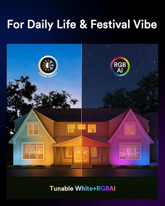 Lumary Smart Outdoor Led Light Bar RGBAIWW Color Changing Wall Washer Lights IP65 Backyard Ambient Floodlights Landscape Lighting for Room/Garden/Halloween/Christmas APP&ampVoice Control 4 Pack