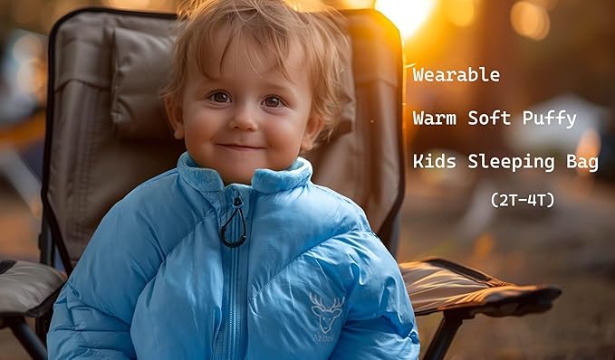 Walkable Toddler Sleeping Bags for Kids Boys Girls (2T-4T) - Puffy Camping Sleeping Sack for Indoor Outdoor Travel Sleepover Slumber Party (up to 46 in)- Machine Washable Lightweight