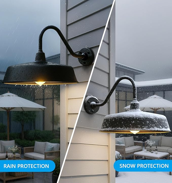 JOESA Extra Large 24 Barn Gooseneck Light Dusk to Dawn Exterior Light Fixture Ideal for Installation on Porch Garage Doorway Classic Outdoor Barn Light.