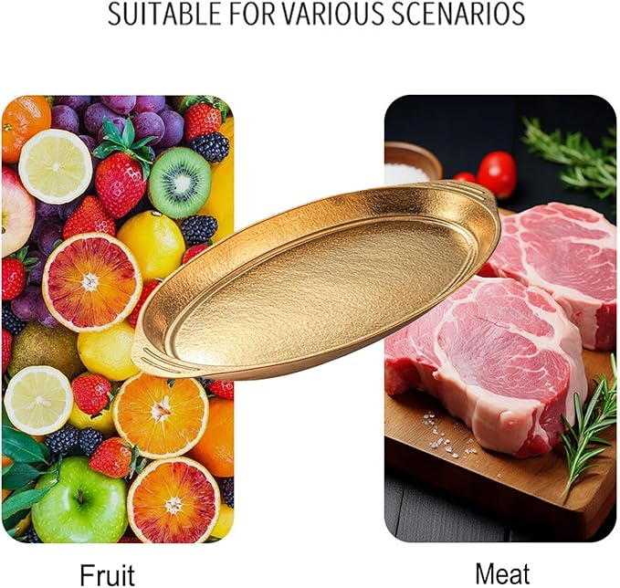 Titanium Fish Plates Oval Serving Dishes Large Capacity Dual-Ear Design Extra-Thick Flat Bottom Perfect for Camping Picnics Outdoor Dining &amp Home Use RT070T (S)