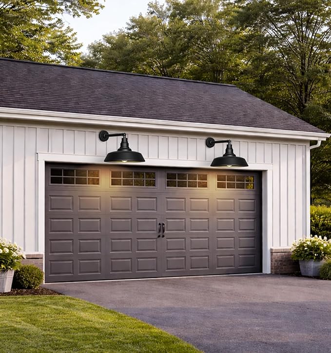 24 Large Gooseneck Outdoor Light - Classic Outdoor Barn Light Fixture Black Exterior Wall Light Fixture for Farmhouse Great for Patio and Farmhouse