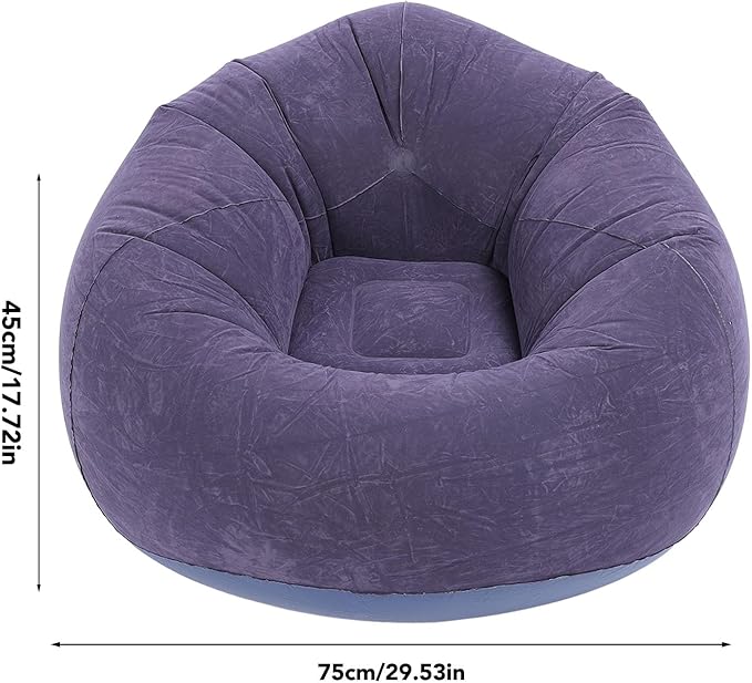 Inflatable Lounge Chair Premium PVC Material with Soft Flocking 80kg Capacity Compact Foldable for Living Room Bedroom Office Camping Travel (Dark Blue)