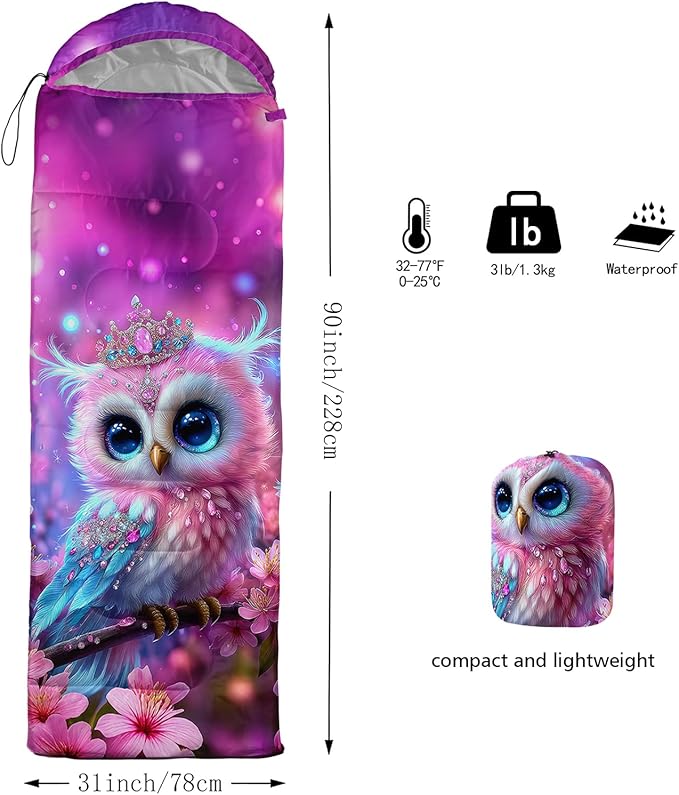 AILONEN Cute Frog Green Camping Sleeping BagLightweight &amp Waterproof3 Season Warm &amp Cool WeatherTravel Portable Compression with Compact Carrying Bag for Kids Girls Adults