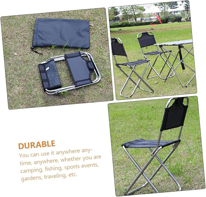 Fishing Camping Stool Lightweight Portable Folding Chair Outdoor Black