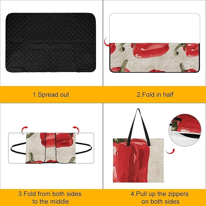 Zipper Red Bell Pepper Pattern Style Picnic Mat Suitable for Travel Camping Park Or Home Use