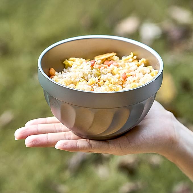 500ml Titanium Double Wall Bowl Ultralight Unbreakable Camping Tableware for Outdoor Hiking Picnic Backpacking Dishwasher Safe (Yulan Bowl)