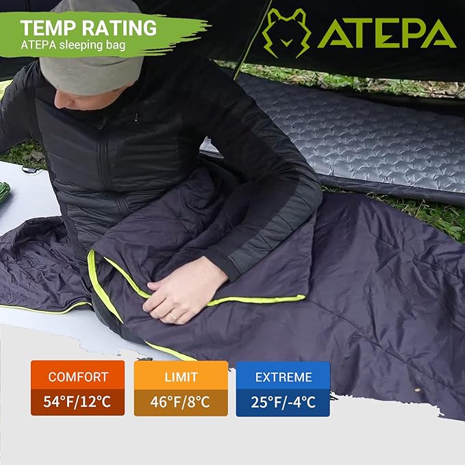 ATEPA Duck Down Sleeping Bag/Blanket for Backpacking Ultralight Lightweight Rectangular Warm Weather Summer Compact Waterproof Portable Sleeping Bag for Adult Youth Hiking