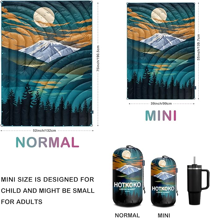 Camping BlanketLightweight Puffy Printed Camping Blanket Packable Outdoor Blanket for CampingTraveling Stadium Hiking Picnics