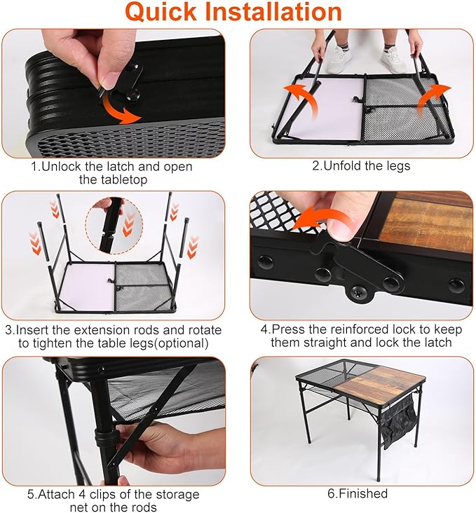 zenithstar Portable Folding Camping Table - Lightweight Aluminum Compact Picnic Table with Carrying Bag - Adjustable Height Waterproof Surface for Outdoor RV BBQ Beach Travel and Hiking