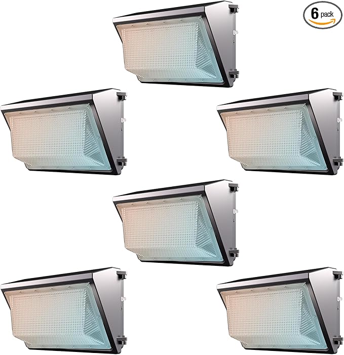 Lightdot 6Pack 150W LED Wall Pack Lights 3CCT Selectable (3000K/4000K/5000K) 100-277v Dusk to Dawn with Photocell 22500Lm 5000K IP65 Outdoor Exterior Lighting for Warehouse Garage(Height:10~20ft)