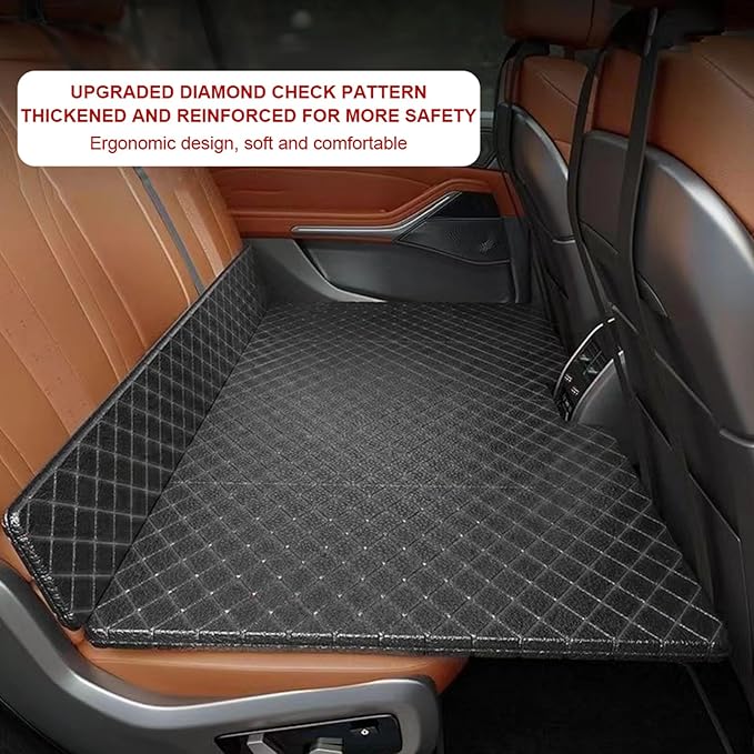 ETOYA Car Rear Seat Mattress Extension Plate 130 * 80CM Foldable Car Back Seats Extender PU Leather + Sponge Material for Sleeping Camping &amp Road Trips