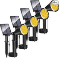 MEIHONG Solar Spot Lights Outdoor Warm White LED Landscape Lamp Dusk to Dawn 2-in-1 Solar Spotlight for Trees Lights for Garden Porch Walkway Patio (4 Pack)