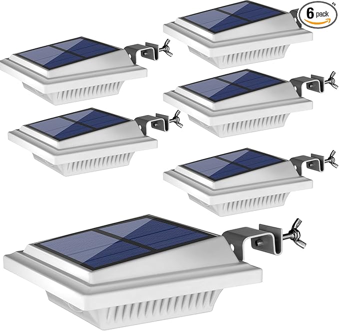 UniqueFire Outdoor Solar Gutter &amp Fence Lights 40 LEDs Waterproof Security Lamps for Eaves Garden Landscape Walkway (6PCS White Cold Light)
