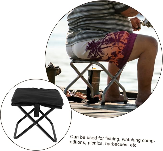 Milisten Folding Chair for Garden Multi-Purpose Oxford Camping Footstool Compact Hiking Stool