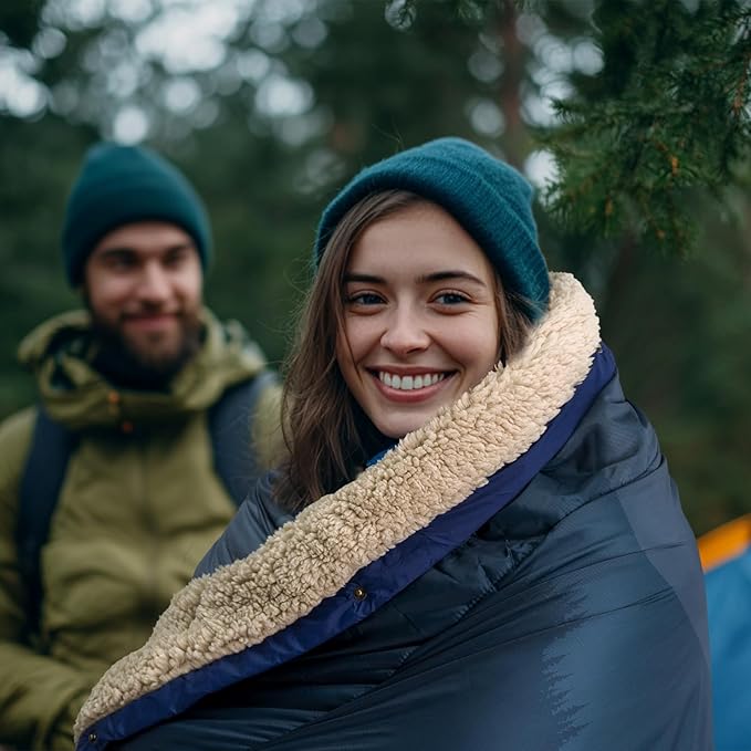 Outdoor Puffy Camping Blanket Lightweight Windproof Warm Stadium Blanket Packable Travel Camping Quilt for Cold Weather Hiking Backpacking Sleeping Hammock Adventure 78x 56