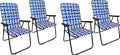 Lawn Chair Folding Steel Webbing Chaise Patio Lounger Seat Wood Handles Great for Camping Beach Fishing Backyard Stadium Pool Boating and Sports 4 Pack Blue