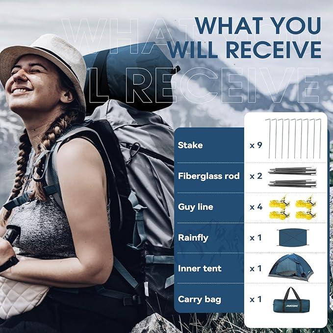 1/2/4 Person Camping Tent - Lightweight Backpacking Tent Waterproof Windproof Easy Setup Hiking Tent Suitable for Outdoor Family Camping Hunting Mountaineering Travel