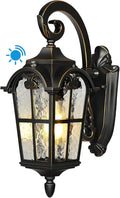 DEWENWILS Dusk to Dawn Outdoor Wall Light Waterproof Exterior Light Fixture Black Roman 17.7 H Wall Mount Sconce Porch Lights Outside Wall Lantern for House Garage Patio E26 Socket