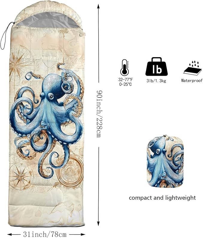 AILONEN Cartoon Camping Sleeping Bag for Boys Girls AdultsLightweight &amp Waterproof3 Season Warm &amp Cold WeatherPortablePrinted Sleeping BagTravelingCampingHiking