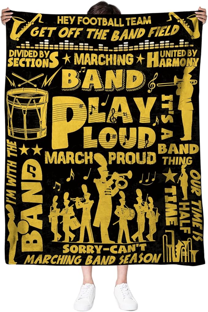 Marching Band Gifts Blanket for Teens Band Director Gifts for Marching Band Adult Band Flannel Blanket for Men/Women Rock Band Blanket 50 * 60 Christmas Birthday Thanksgiving Gift