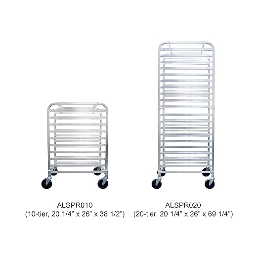 Excellante ALSPR020 20-Tier Pan Rack with 4 Casters (2 Locking 2 Regular) 20 1/4 x 26 x 69 1/4 Kockdown NSF Comes in Set