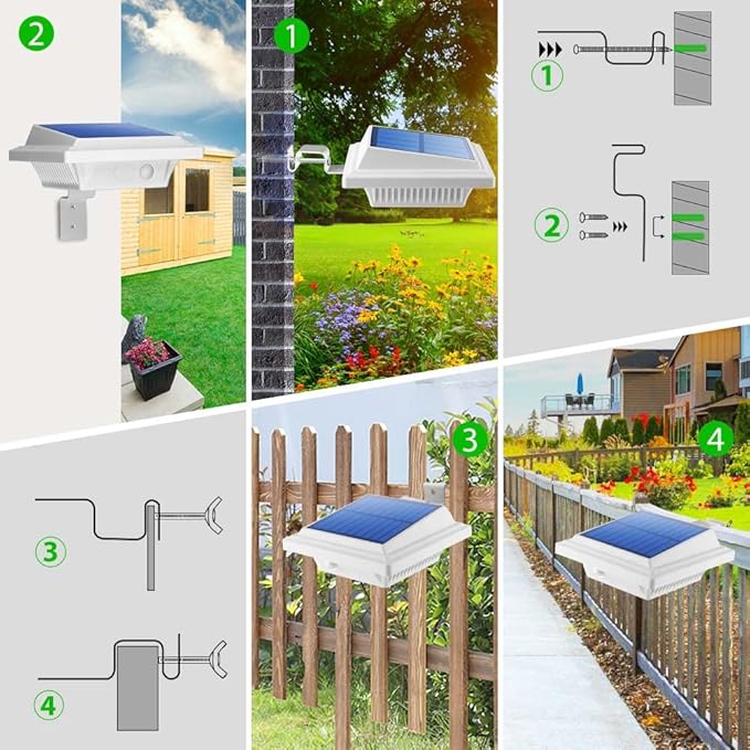 Gutter Lights 40 LEDs Solar Patio Decor Lights Deck Lights Outdoor Waterproof Fence Lights for Wall Backyard Porch Patio PoolStep Stairs Yard Garden Pathway (2Pack_WhiteWarm White Light)