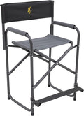 Browning Directors Chair - Outdoor Folding Chairs Made with Durable Fabric and Sturdy Aluminum/Steel Frame with Extra Tall Seat and Flip-Down Footrest
