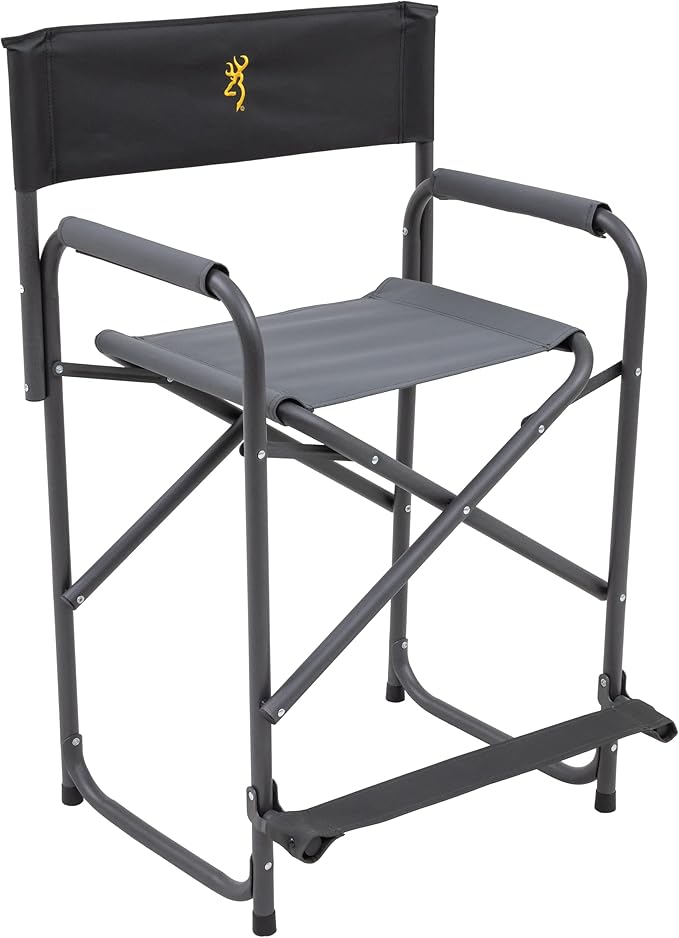 Browning Directors Chair - Outdoor Folding Chairs Made with Durable Fabric and Sturdy Aluminum/Steel Frame with Extra Tall Seat and Flip-Down Footrest