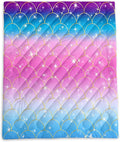 Axolotl Mermaid Scales Outdoor Puffy Camping BlanketRainbow Portable Outdoor BlanketGlitter Starry Lightweight Camping BlanketSparkly Waterproof Backpacking for Traveling PicnicBluePink