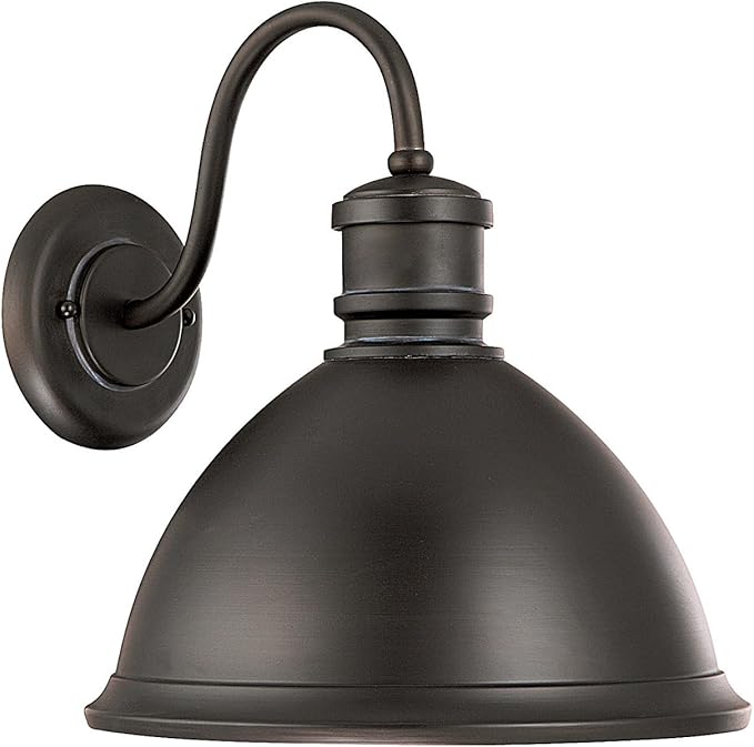 Capital Lighting 9493OB Industrial Outdoor Metal Dome Wall Sconce 1-Light 75 Watt 15 H x 13 W Old Bronze