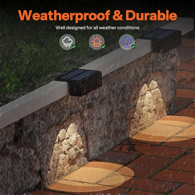 8-Pack Multi-Color Solar Spotlights for Fence &amp Wall - 30 Lumen High Brightness 5 Modes (RGB Color Changing + Warm White) | Easy Mount for Steps Patio Yard - Matte Black