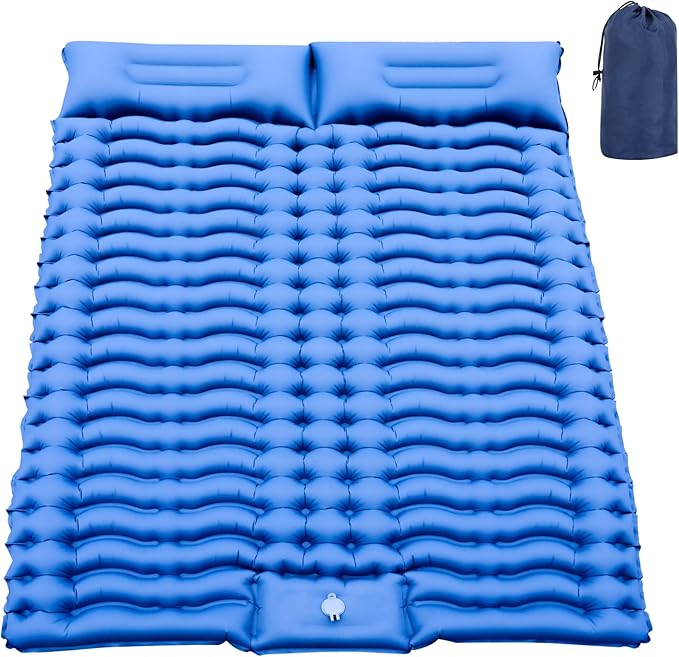 Double Camping Sleeping Pad 4 Inch Thickness Ultra-Portable Easy Inflation No Mouth Blowing Needed