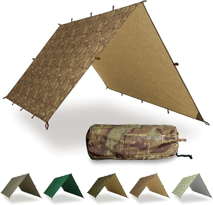 AquaQuest Defender Tarp – Heavy-Duty Waterproof (20000 mm) Seam-Taped Rain Fly for Camping Bushcraft &amp Survival