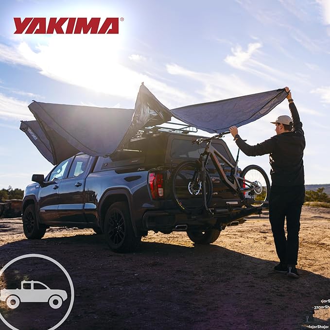 Yakima Freestanding Roof Mounted Awning 270 Degree 80 Sq Ft Travel Sun Protection Canopy w/Support Legs for Left Side of Vehicle OverNOut 270 LG