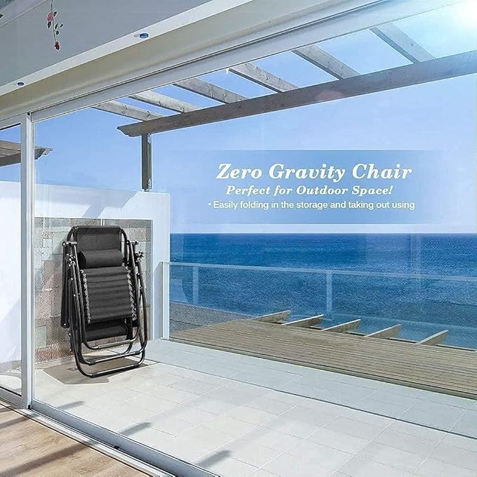 FWZJ Folding Recliners Chairs Outdoor Set of 2 Sun Lounger Zero Gravity Reclining Sun Lounger Chair Lounger ReclinerAdjustable Back Deck Chair for Patio Camping Beach-C (A)