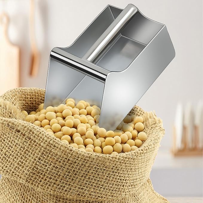 Food Mover - 25x14.5x12cm Stainless Steel Food Scoop | Tainless Steel Large Foods Grain Scoop | Kitchen Rice Grain Sc00p | Flour Scoops | Shovel Small Kitchen Utility Scoops for Bar Party