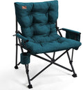 EVER ADVANCED Padded Oversized Folding Camping Chair for Adults Heavy Duty Lawn Chair with Side Pockets Portable Collapsible Quad Chair for Outside Support Up to 500lbs Green