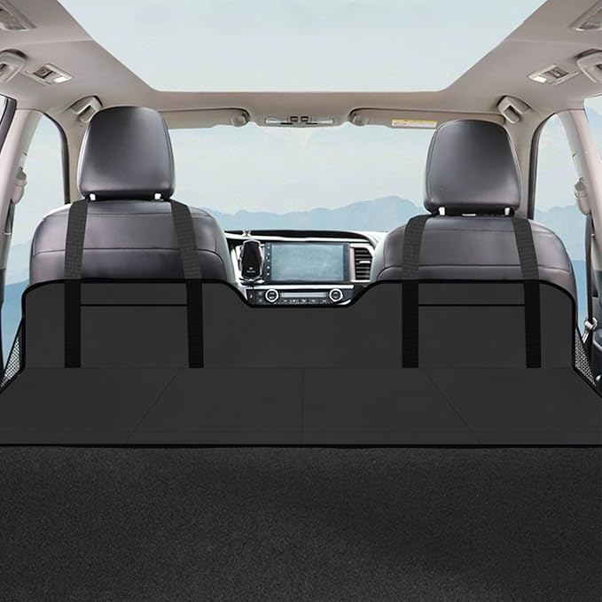 Non-Inflatable Car MattressCar Back Seat Extender4-Fold Car Sleeping Bed Backseat with Storage Bag for Truck Fishing Camping Beach - 50x16 in(Black)