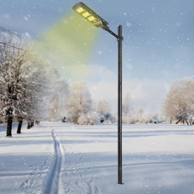 10Ft Street Light Pole Metal Solar Street Lamp Post Outdoor Street Courtyard Parking Lot Lighting Post w/Ground Cage Solar Street Lamp Post for Street Courtyard Parking Lot Lighting Fixtures