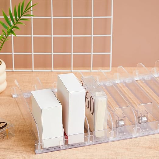 Wesiti 9-Pack Spring-Loaded Shelf Pusher Kit for Retail Adjustable Width 12 D x 24 L Automatic Retail Display Organizer Snack Dispenser for Supermarket Store Pharmacy Gondola Shelf