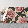 Pink Roses 60x50 Printed Soft Fleece Blanket for Sofa Bed and Camping - Cozy Blanket for Travel Picnics Nighttime Use