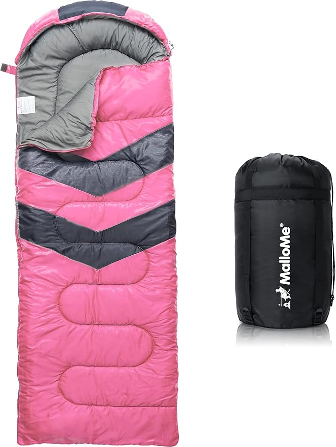 MalloMe Sleeping Bags for Adults Cold Weather &amp Warm - Backpacking Camping Sleeping Bag for Kids 10-12 Girls Boys - Lightweight Compact Camping Essentials Gear Accessories Hiking Sleep Must Have